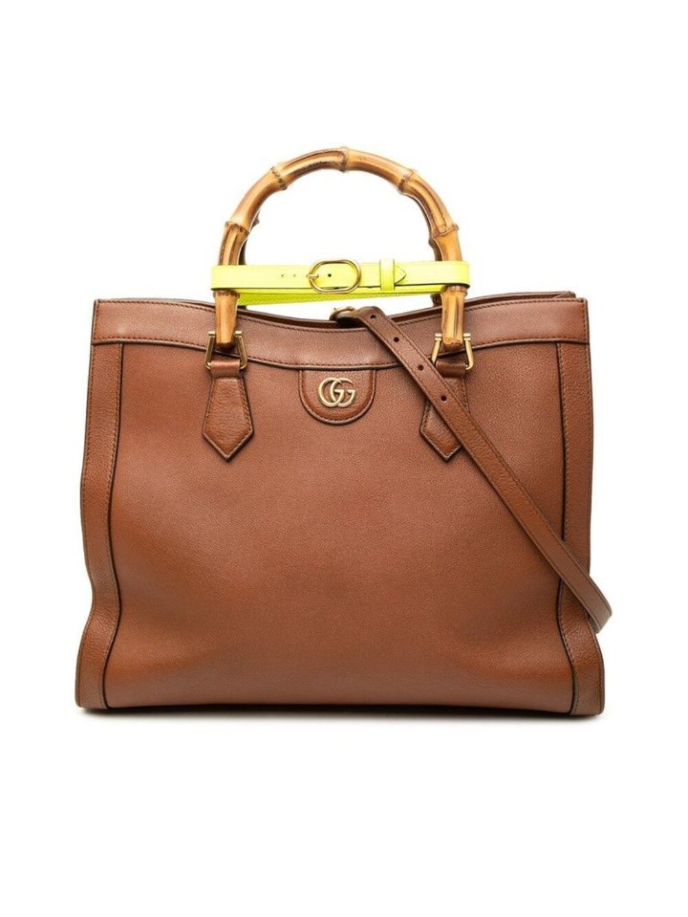 Gucci Bamboo Diana Medium Tote Shoulder Bag 2-Way Brown Leather